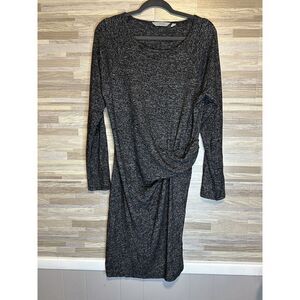 Athleta Solstice Dress Ruched Large Gray Stretchy Soft Long #318